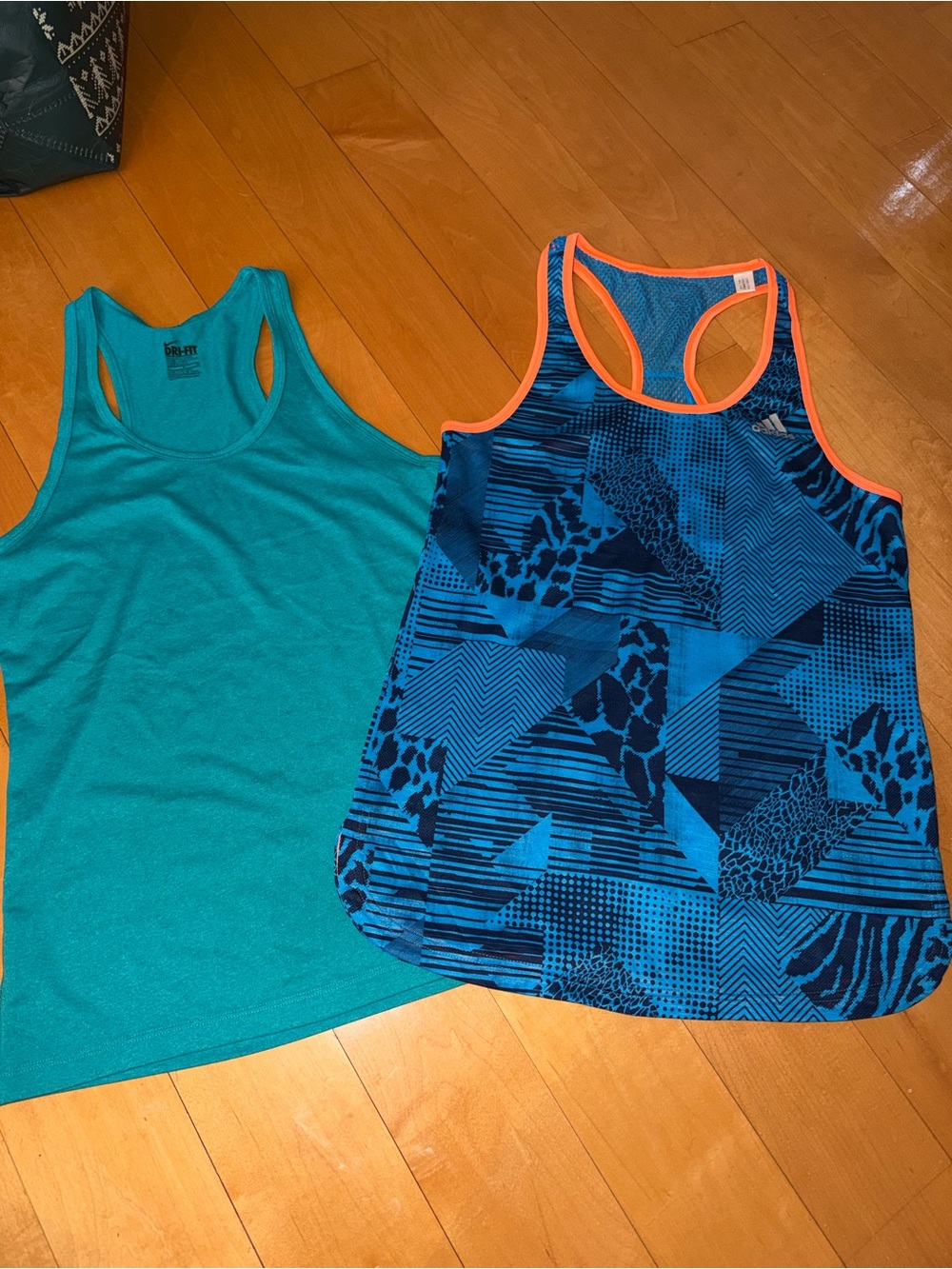 Teal Nike Pro & Blue Adidas Patterned Tank Set